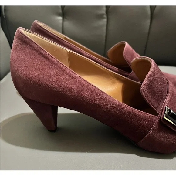Aquatalia Maroon Suede Heels 11 M - Picture 3 of 8